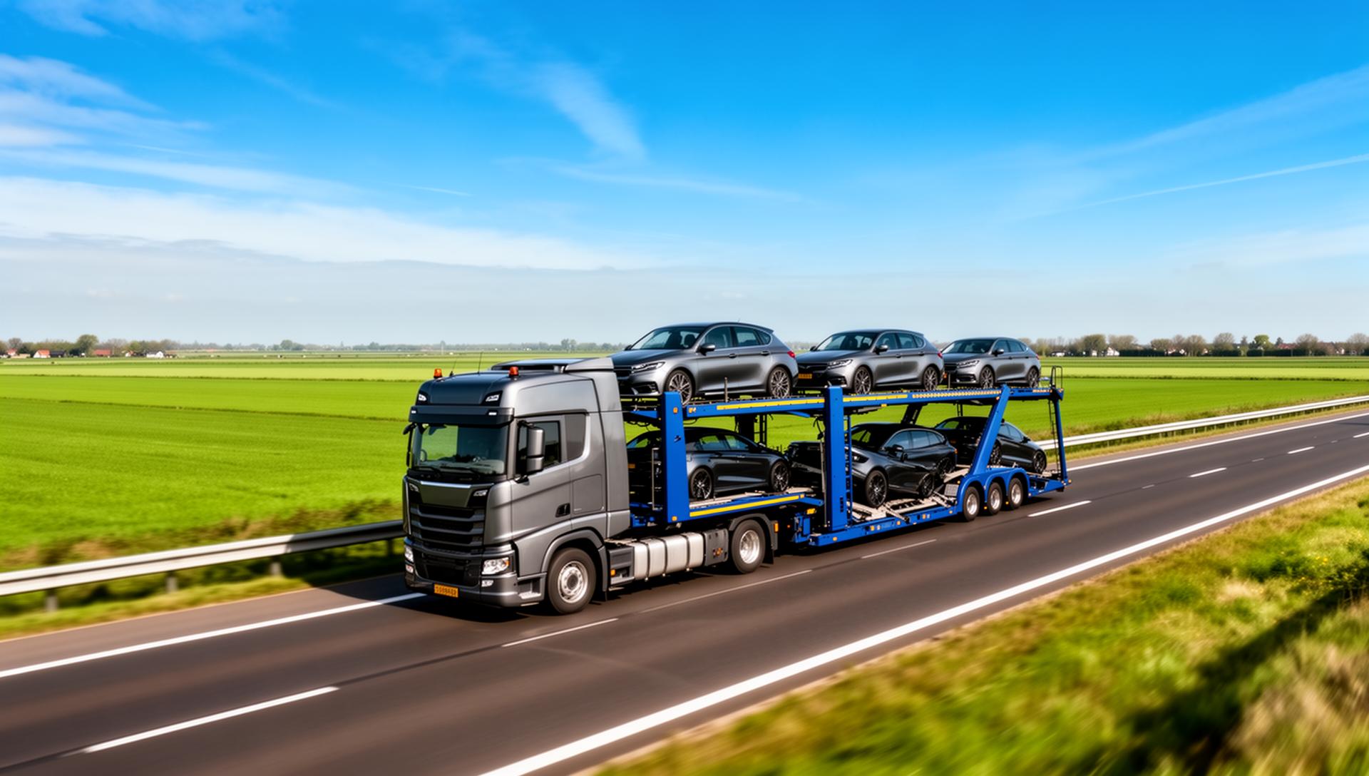 Professioneel autotransport - vrachtwagen met auto's